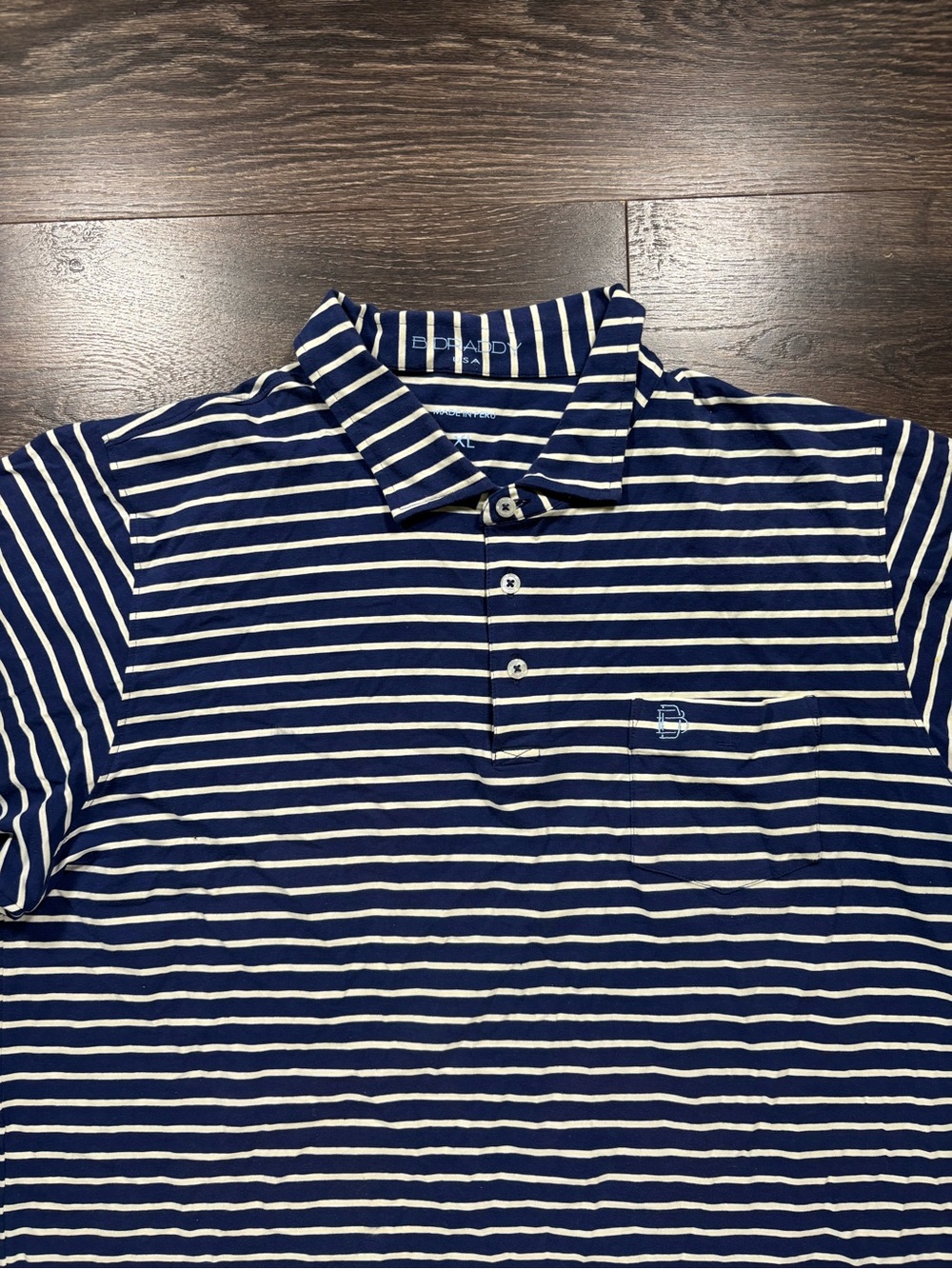 Striped Navy & White Polo Shirt by B Draddy Golf Prep Men’s XL